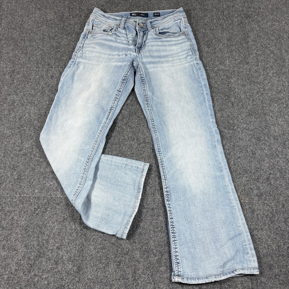 Buckle Jeans Mens 29x32 (Fits 29x28) Blue BKE Fulton Bootcut Denim Whiskers